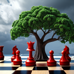 Adapting Dividend Strategy**
    **Prompt:** A strategic investor, represented by a determined figure, moving chess pieces on a board that displays dynamic financial charts and symbols of rising interest rates and inflation in the background. The scene should convey a sense of intelligent adaptation and resilience in a changing economic landscape, possibly with elements of a sturdy, growing tree or a strong fortress representing a robust investment portfolio amidst challenging weather conditions. The overall mood should be thoughtful and forward-looking.

2.  **