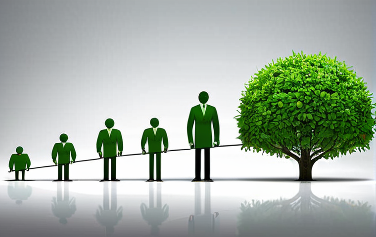 A visual metaphor for the evolution of investment: a robust dividend growth chart intertwined with vibrant green foliage and subtle symbols representing corporate social responsibility (like a balanced scale or interconnected gears). The overall feeling should convey long-term stability, ethical growth, and a harmonious balance between financial returns and sustainability, set under soft, inviting lighting that suggests a bright and prosperous future.