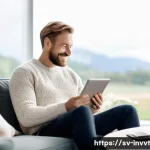 배당 성장 투자에 대한 독창적인 접근법 - **"Serene Financial Growth in a Nordic Home Setting"**
    A tranquil scene featuring a person (gend...