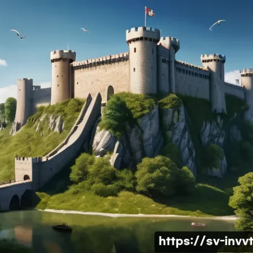 배당 성장주를 찾는 팁과 테크닉 - **Prompt: "A majestic, sturdy medieval fortress, symbolizing a company with a strong 'economic moat,...