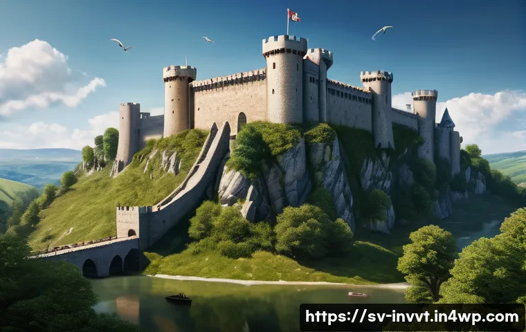 배당 성장주를 찾는 팁과 테크닉 - **Prompt: "A majestic, sturdy medieval fortress, symbolizing a company with a strong 'economic moat,...