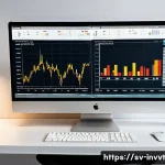 배당 성장 투자와 자산 배분 전략 - A professional Swedish investor’s workspace showcasing multiple computer screens displaying stock ch...