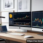 배당 성장 투자 성공 사례 분석 - A professional Swedish investor’s home office scene featuring multiple computer monitors displaying ...